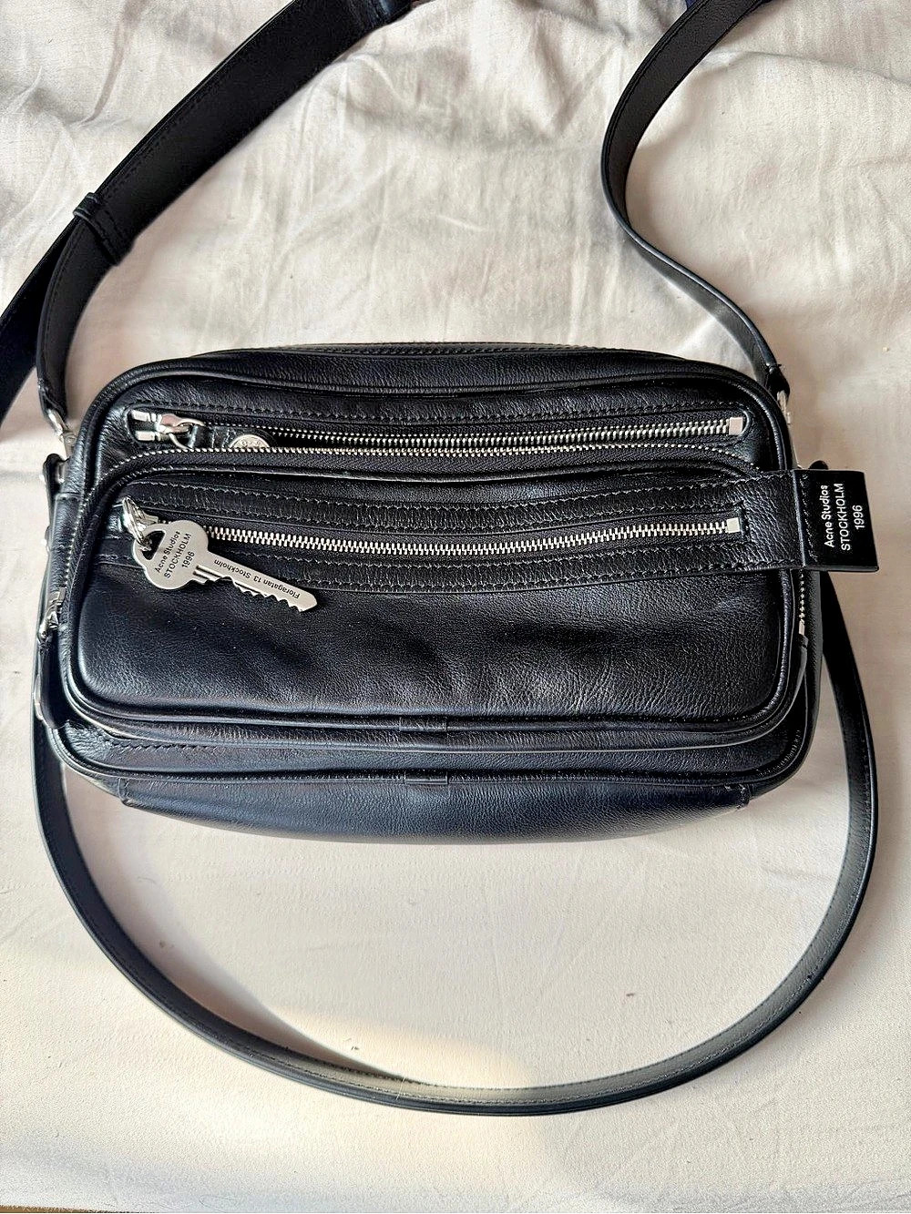 Acne Studios Stockholm 1996 Black Leather camero party bag